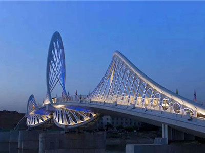 Xixian منطقة جديدة fenghejinwan جسر للمشاة هندسة الإضاءة المناظر الطبيعية